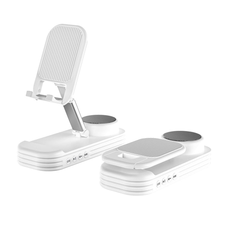 2-in-1 Desktop Bluetooth Speaker Stand Mobile Phone Tablet Holder(White)