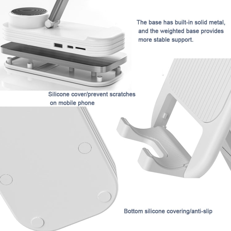 2-in-1 Desktop Bluetooth Speaker Stand Mobile Phone Tablet Holder(White)