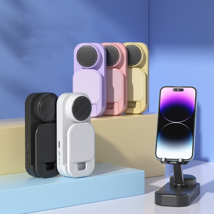 2-in-1 Desktop Bluetooth Speaker Stand Mobile Phone Tablet Holder(White)