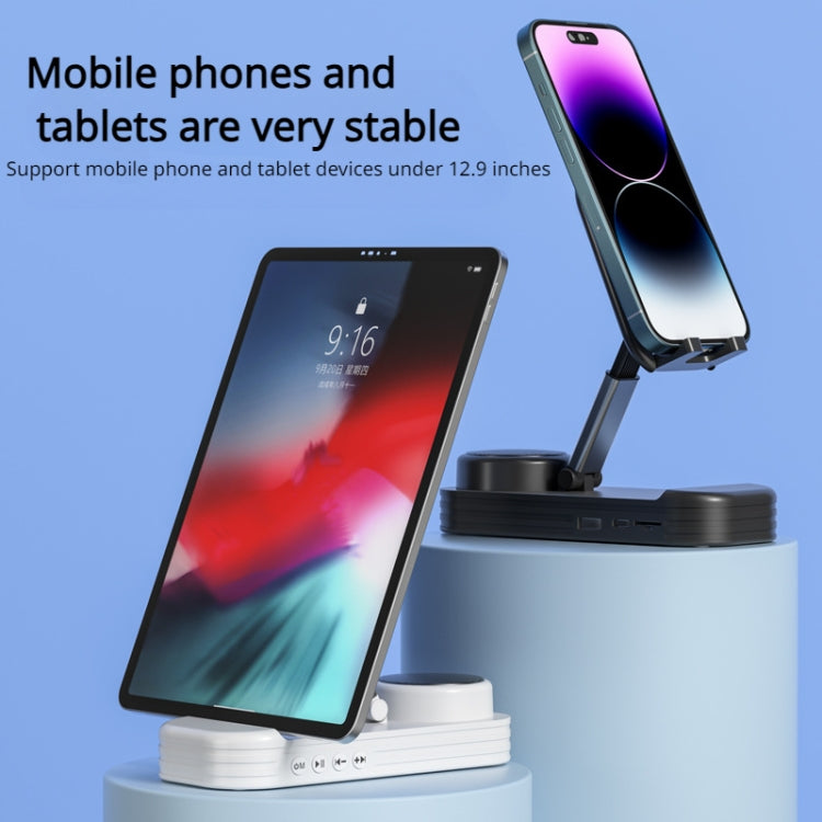 2-in-1 Desktop Bluetooth Speaker Stand Mobile Phone Tablet Holder(White)