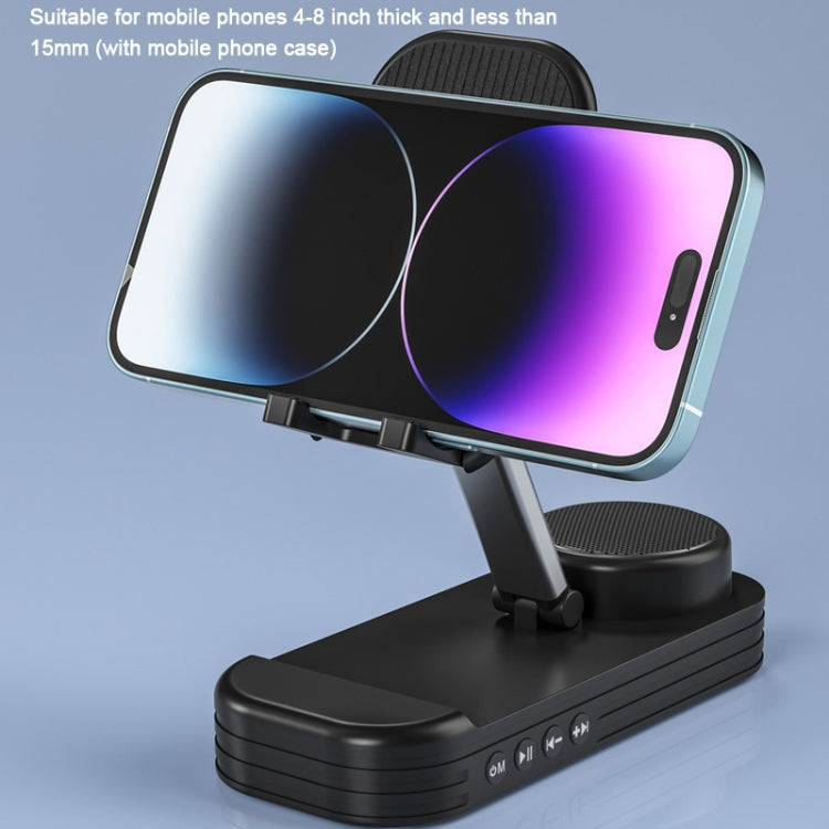 2-in-1 Desktop Bluetooth Speaker Stand Mobile Phone Tablet Holder(White)