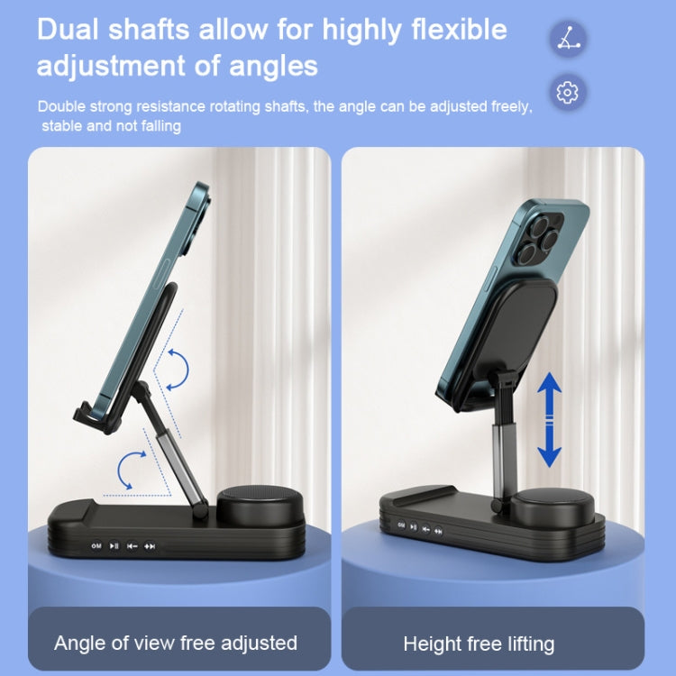 2-in-1 Desktop Bluetooth Speaker Stand Mobile Phone Tablet Holder(White)
