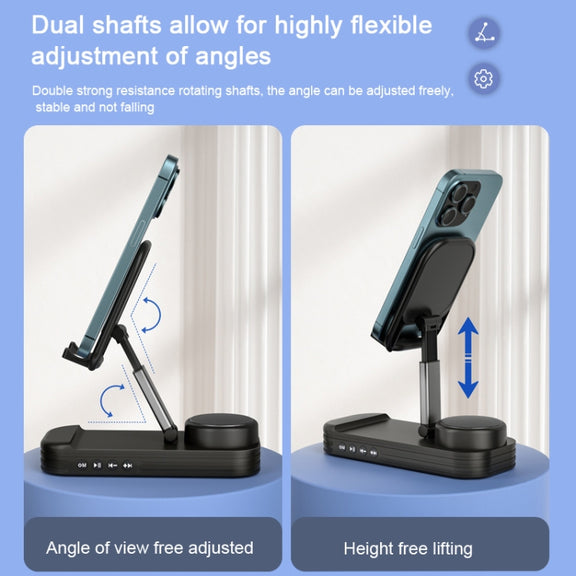 2-in-1 Desktop Bluetooth Speaker Stand Mobile Phone Tablet Holder(White)