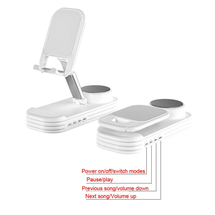 2-in-1 Desktop Bluetooth Speaker Stand Mobile Phone Tablet Holder(White)