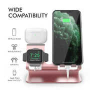 For IPhone / AirPods / Apple Watch Series AhaStyle 3 In 1 Aluminum Alloy Stand(Silver)