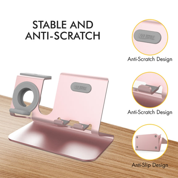 For IPhone / AirPods / Apple Watch Series AhaStyle 3 In 1 Aluminum Alloy Stand(Silver)