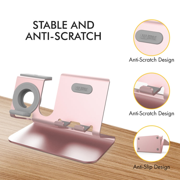 For IPhone / AirPods / Apple Watch Series AhaStyle 3 In 1 Aluminum Alloy Stand(Silver)