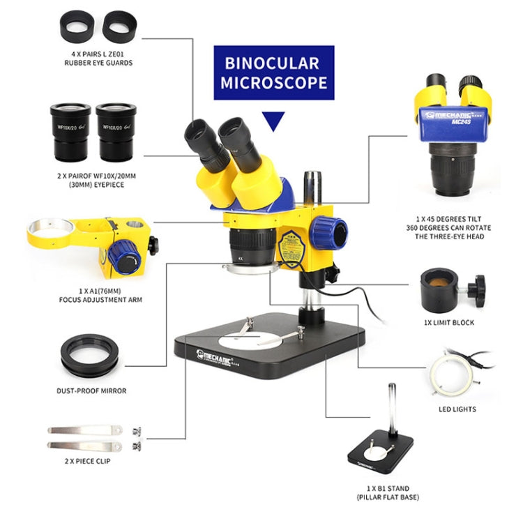 MECHANIC MC-75TB1 Trinocular Stereo Microscope Industrial Grade Can Connect To HD Display
