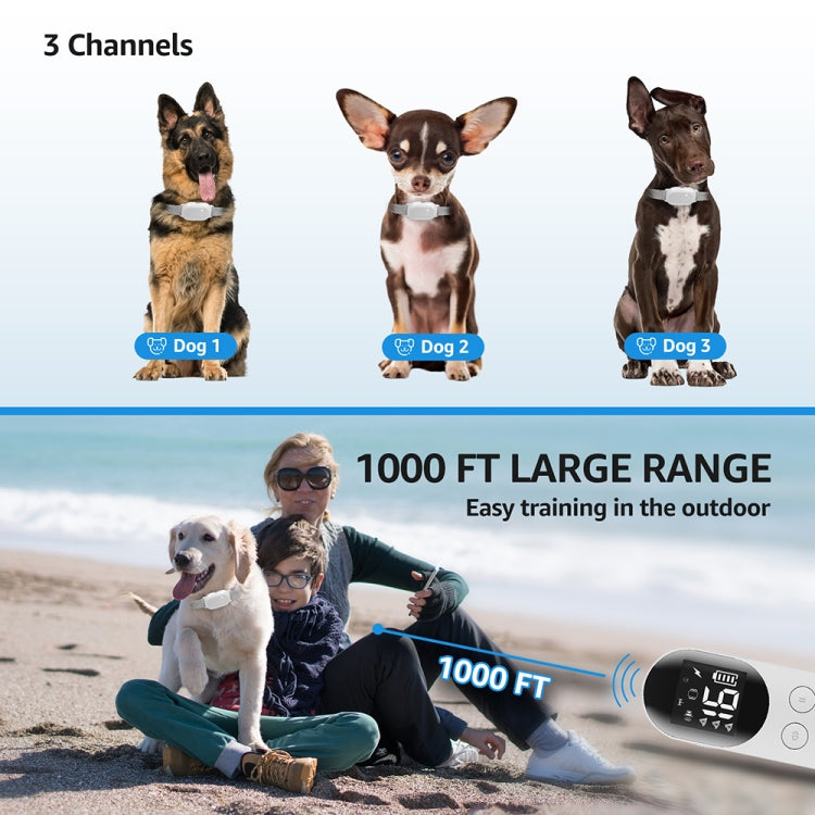 Smart Water-resistant Shock Collar For Pets Remote Control Dog Training Device, Size: For-Two-Dog(Black)