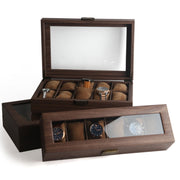 Wood Grain Leather Watch Display Box Watch Storage Case Jewelry Box, Style: 3 Digit Long