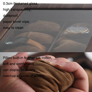 Wood Grain Leather Watch Display Box Watch Storage Case Jewelry Box, Style: 3 Digit Long