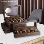 Wood Grain Leather Watch Display Box Watch Storage Case Jewelry Box, Style: 3 Digit Long