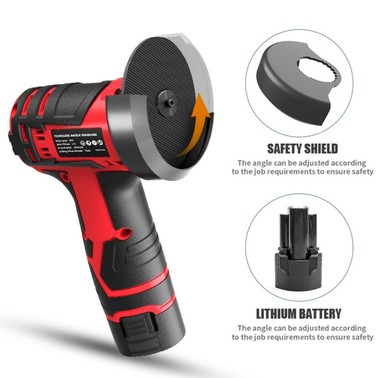 HILDA 12V 3 Inch Li-Ion Angle Grinder Home Cutting And Sanding Machine, US Plug, Model: Plastic Package With 2 Battery
