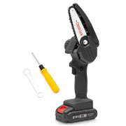 HILDA Rechargeable Cordless Mini Electrical Chain Saw Logging Tools Plastic Package, Model: EU Plug With 1 Battery Black