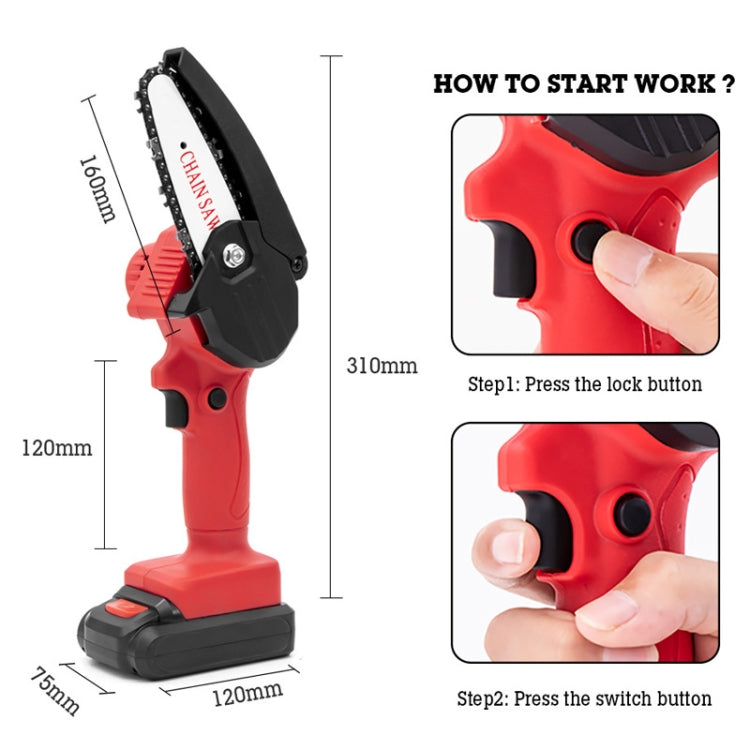 HILDA Rechargeable Cordless Mini Electrical Chain Saw Logging Tools Plastic Package, Model: EU Plug With 1 Battery Black