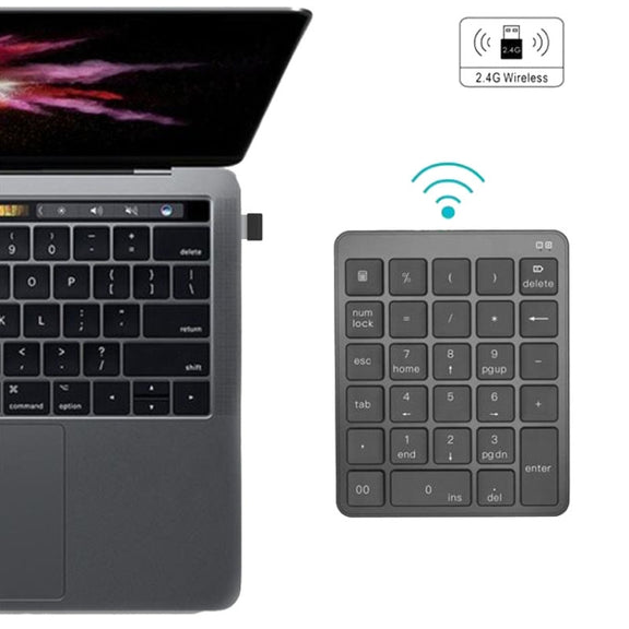 KN-980 28 Keys Portable Wireless Digital Quiet Keypad Computer External Digital Password Keypad(Gray)