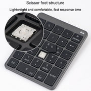 KN-980 28 Keys Portable Wireless Digital Quiet Keypad Computer External Digital Password Keypad(Gray)