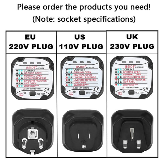 BSIDE AST01 Plug Power Tester Electrical Socket Detector US Plug