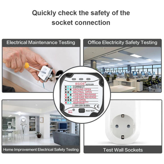 BSIDE AST01 Plug Power Tester Electrical Socket Detector US Plug