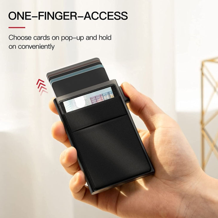 Slim Metal Wallet Pop Up Credit Card Holder RFID Blocking Men Business Card Clip(Silver)