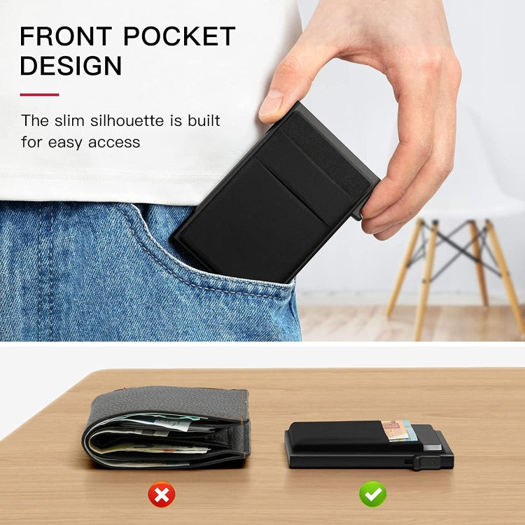 Slim Metal Wallet Pop Up Credit Card Holder RFID Blocking Men Business Card Clip(Gold)