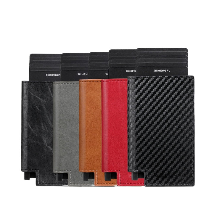 Pop-up Leather Metal Card Holder RFID Bifold Wallet(Black)