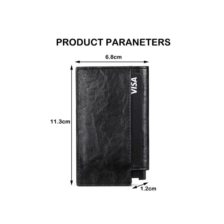 Pop-up Leather Metal Card Holder RFID Bifold Wallet(Black)