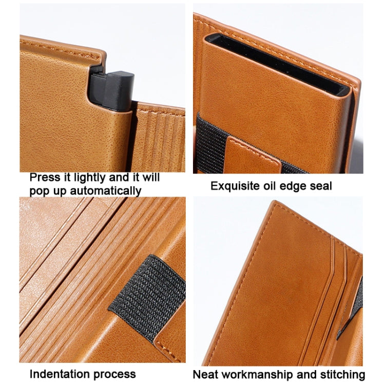 Pop-up Leather Metal Card Holder RFID Bifold Wallet(Black)