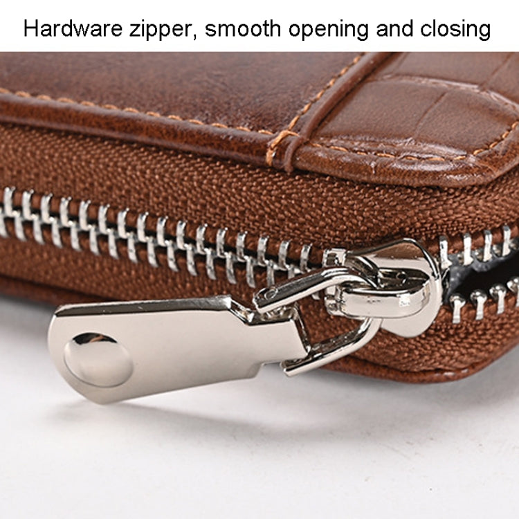 RFID Anti-Theft Swipe Mens Wallet Multifunctional Short Zipper Purse(Black)