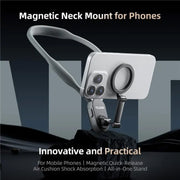 TELESIN Silicone Neck Mount Magnetic Selfie Stick Phone Neck Holder(Gray)