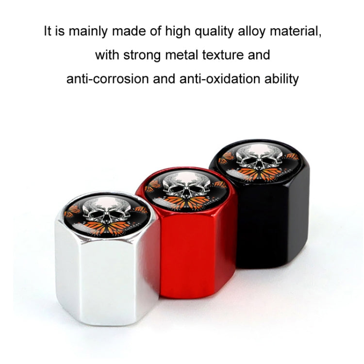 4pcs/set Skull Metal Car Tire Universal Modified Aluminum Alloy Valve Cap(Red)