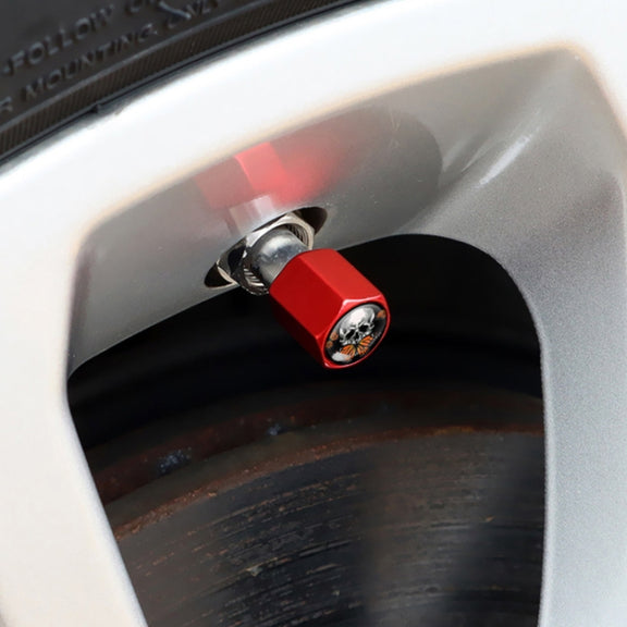 4pcs/set Skull Metal Car Tire Universal Modified Aluminum Alloy Valve Cap(Red)