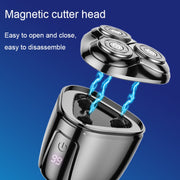Mini Magnetic Head Shaver Smart LED Display Electric Shaver, Color: Gun-color