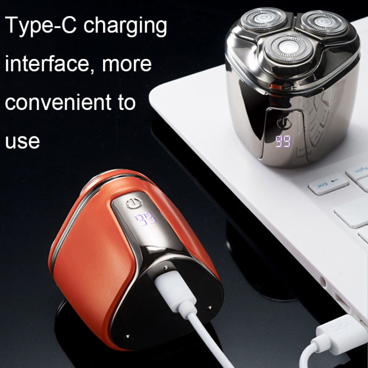 Mini Magnetic Head Shaver Smart LED Display Electric Shaver, Color: Orange