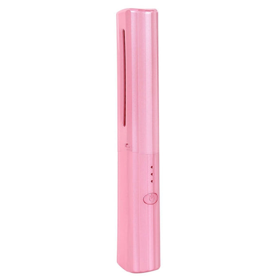 2 In 1 Portable USB Rechargeable Hair Curler Dual Usage Hair Straightening Comb(Pink)