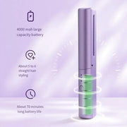 2 In 1 Portable USB Rechargeable Hair Curler Dual Usage Hair Straightening Comb(Green)