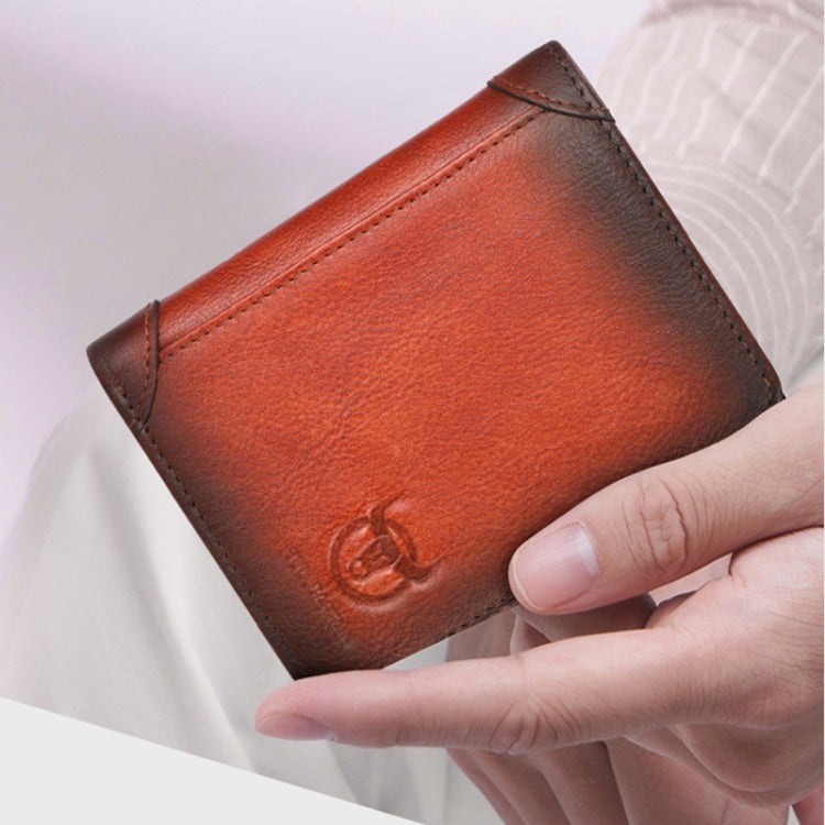 Bull Captain Men Wallet First-layer Cowhide Coin Clip RFID Retro Vertical ID Holder(Coffee)