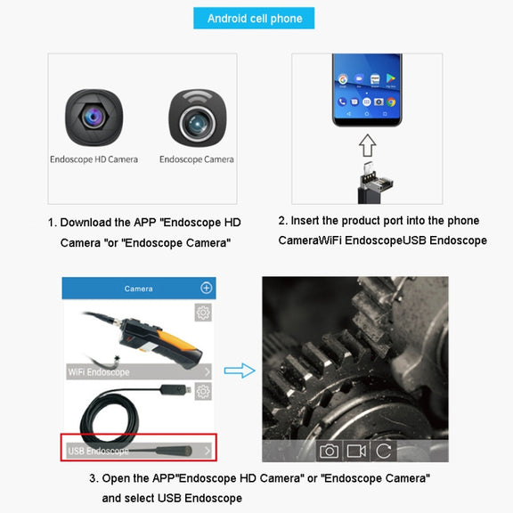 Teslong NTC125 5M 3 In 1 USB Phone Borescope For Auto Repair 500W Pixel Auto Focus