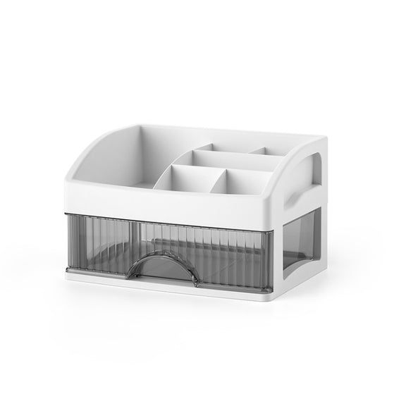 Desktop Drawer Organizer Multi-Layer Cosmetic Jewelry Box Stationery Multi-Functional Organizer, Style: 2 Layer Black Drawer (White)