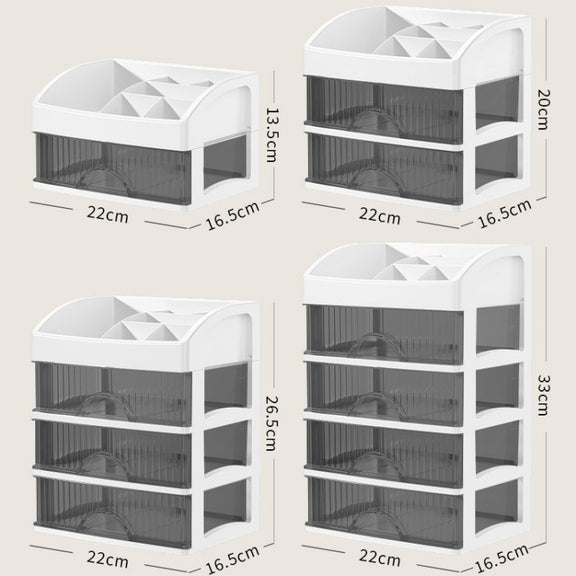 Desktop Drawer Organizer Multi-Layer Cosmetic Jewelry Box Stationery Multi-Functional Organizer, Style: 2 Layer Black Drawer (White)