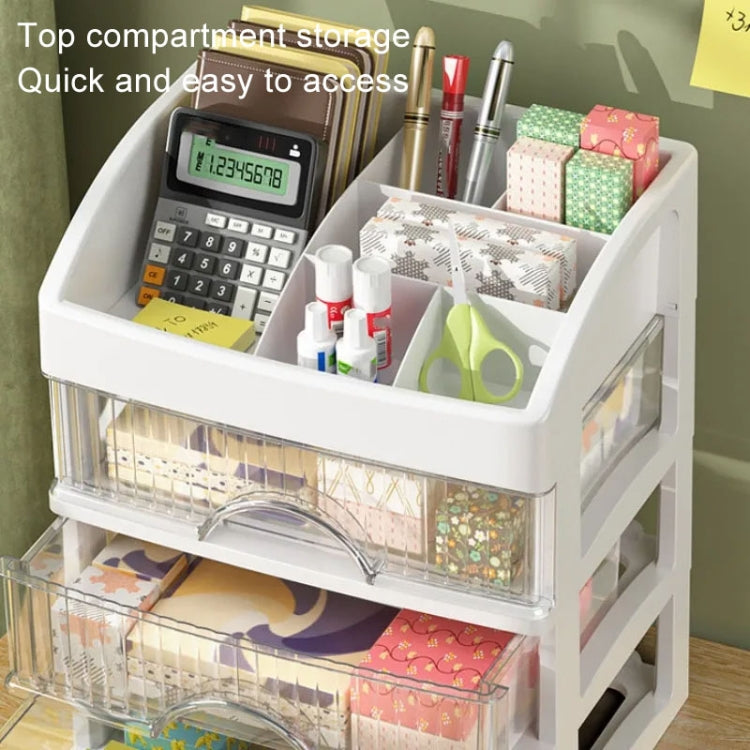 Desktop Drawer Organizer Multi-Layer Cosmetic Jewelry Box Stationery Multi-Functional Organizer, Style: 2 Layer Black Drawer (White)