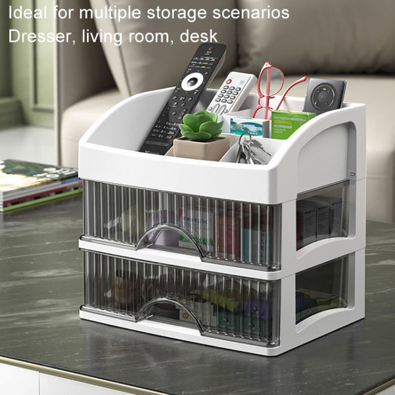 Desktop Drawer Organizer Multi-Layer Cosmetic Jewelry Box Stationery Multi-Functional Organizer, Style: 4 Layer White Drawer (White)