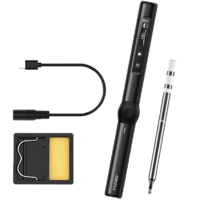 FNIRSI 4pcs/ Set Mini Soldering Station Digital Display Constant Temperature Smart Soldering Iron, Color: Black Standard BC2