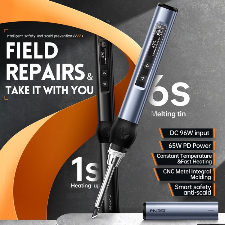FNIRSI 9pcs/ Set Mini Soldering Station Digital Display Constant Temperature Smart Soldering Iron, Color: Blue BC2 with Power Supply