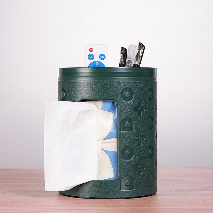 Multifunctional Desktop Tissue Box Remote Control Storage Box Organizer(Dark Green)