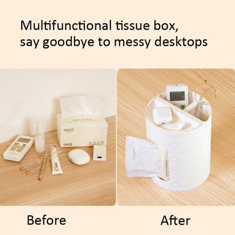 Multifunctional Desktop Tissue Box Remote Control Storage Box Organizer(Dark Green)
