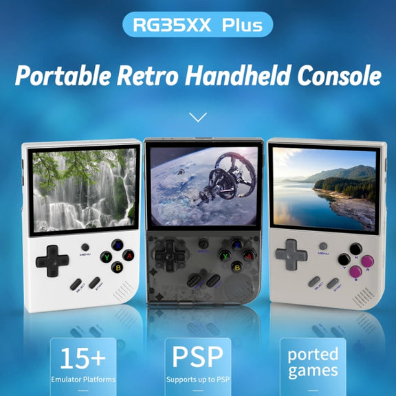ANBERNIC RG35XX PLUS  Handheld Game Console 3.5-Inch IPS Screen Support HDMI TV 64GB(Transparent Black)