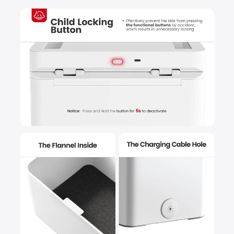 Vaydeer Metal Timed Self-Control Phone Lock Box With Child Lock And LED Display, Spec: Small White