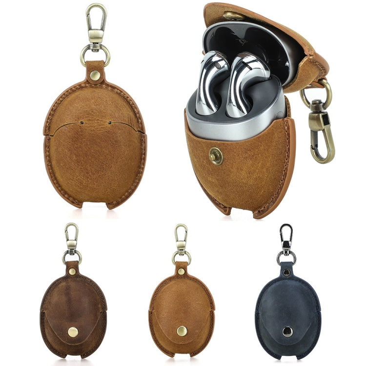 For Huawei FreeBuds 5 CONTACTS FAMILY CF1170 Cowhide Anti-Fall Bluetooth Earphone Protective Case(Brown)