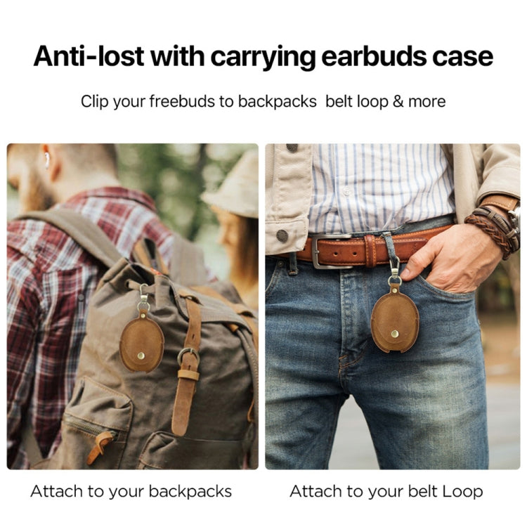 For Huawei FreeBuds 5 CONTACTS FAMILY CF1170 Cowhide Anti-Fall Bluetooth Earphone Protective Case(Brown)